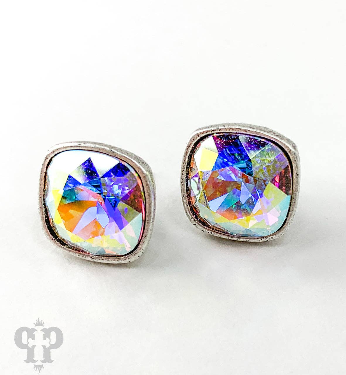12mm Austrian square crystal post earring