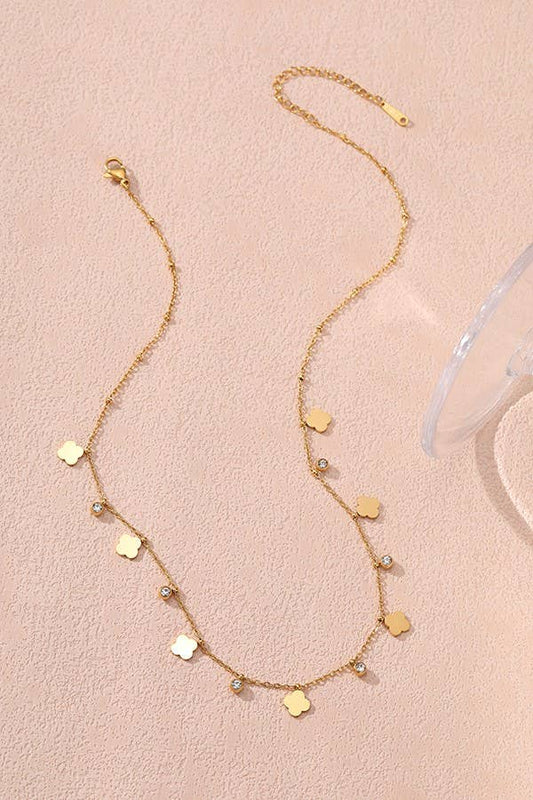 TITANIUM  STEEL NON-TARNISH MINI CLOVER NECKLACE