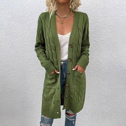 Green Long Knit Cardigan