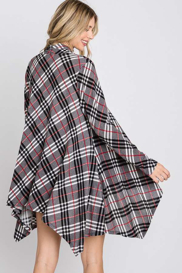 DIAGNAL PLAID CARDIGAN
