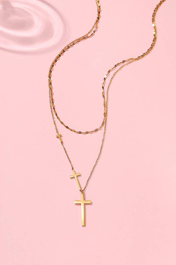 18K STAINLESS STEEL TARNISH FREE CROSS NECKLACE |