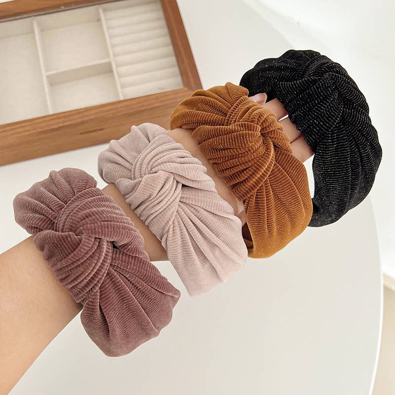 Corduroy Metallic Detail Wide Knot Headband – JAM BOUTIQUE display picture 3