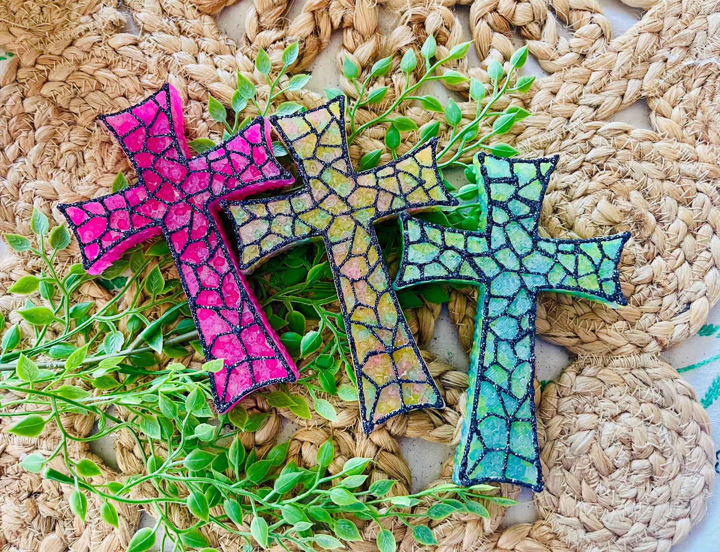 Stained Glass Cross Car Freshie