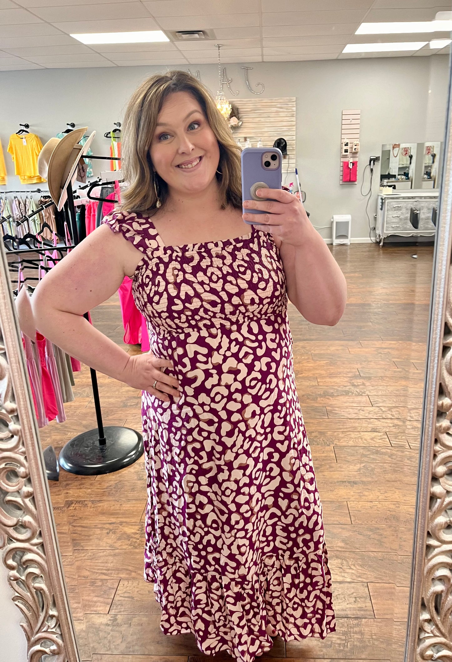 ROSE LEOPARD LONG DRESS