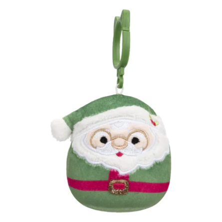 Squishmallow Christmas Plush 3.5" Clip Nick Santa Green Suit