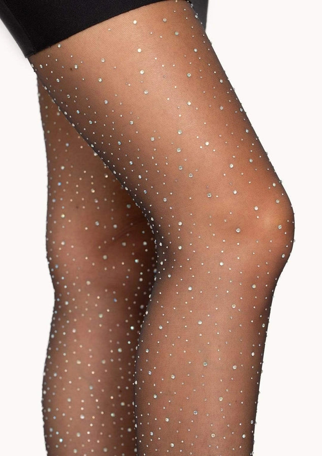 SHEER/BLACK RHINESTONE STOCKINGS
