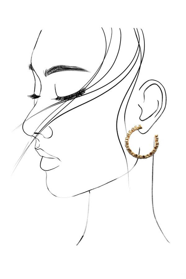 BAGUETTE RHINESTONE HOOP EARRINGS |