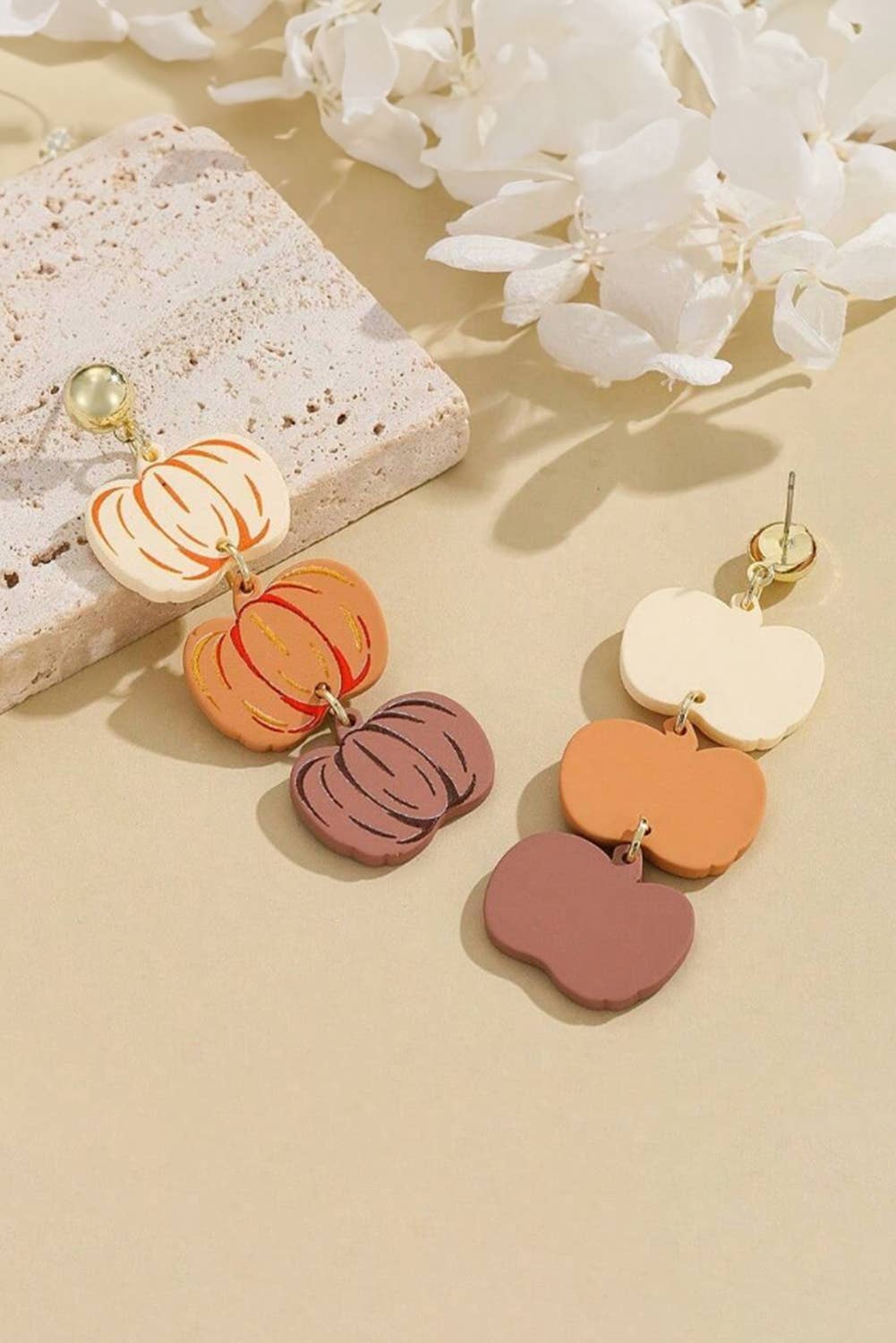 Acrylic Pumpkin Stack Stud Earrings