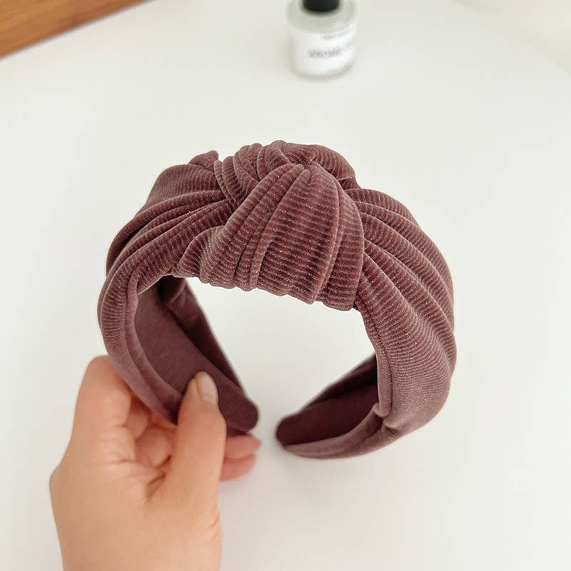 Corduroy Metallic Detail Wide Knot Headband