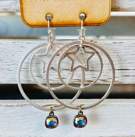 SILVER HOOPS W/ STARS