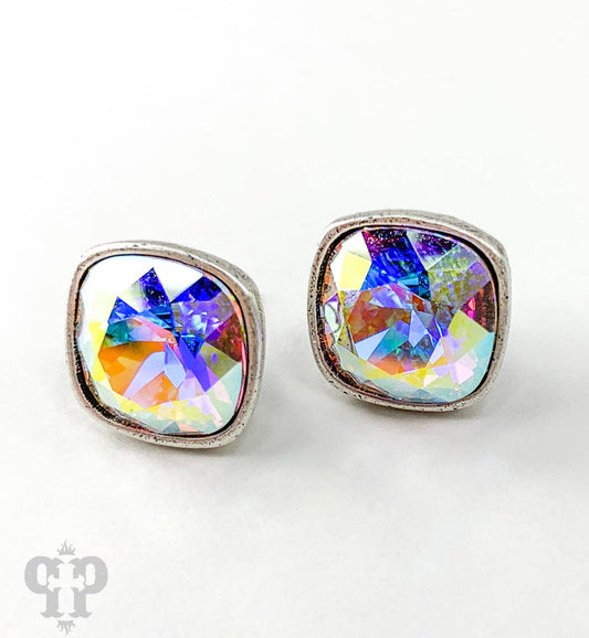 12mm Austrian square crystal post earring