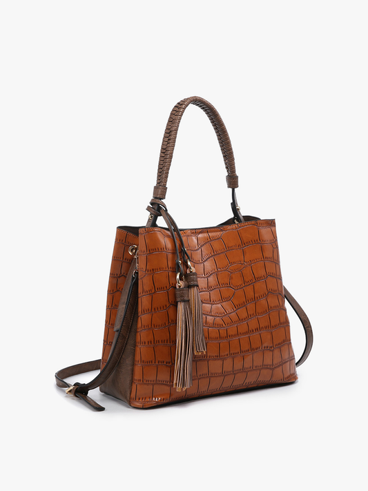 Crocodile Contrast Hobo Bag - 3 Color Options