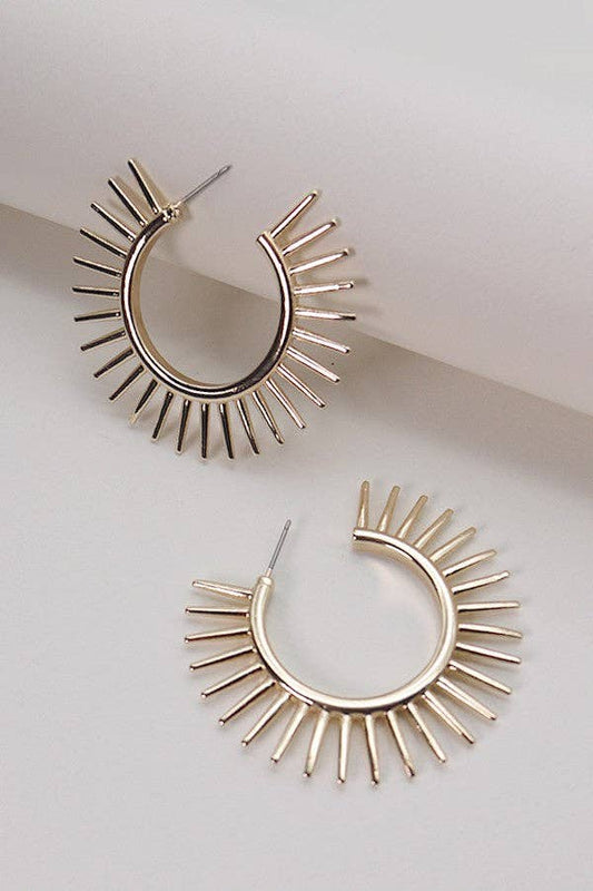 LARGE SUNBURST HOOP EARRINGS