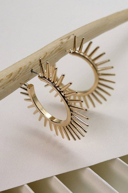 LARGE SUNBURST HOOP EARRINGS