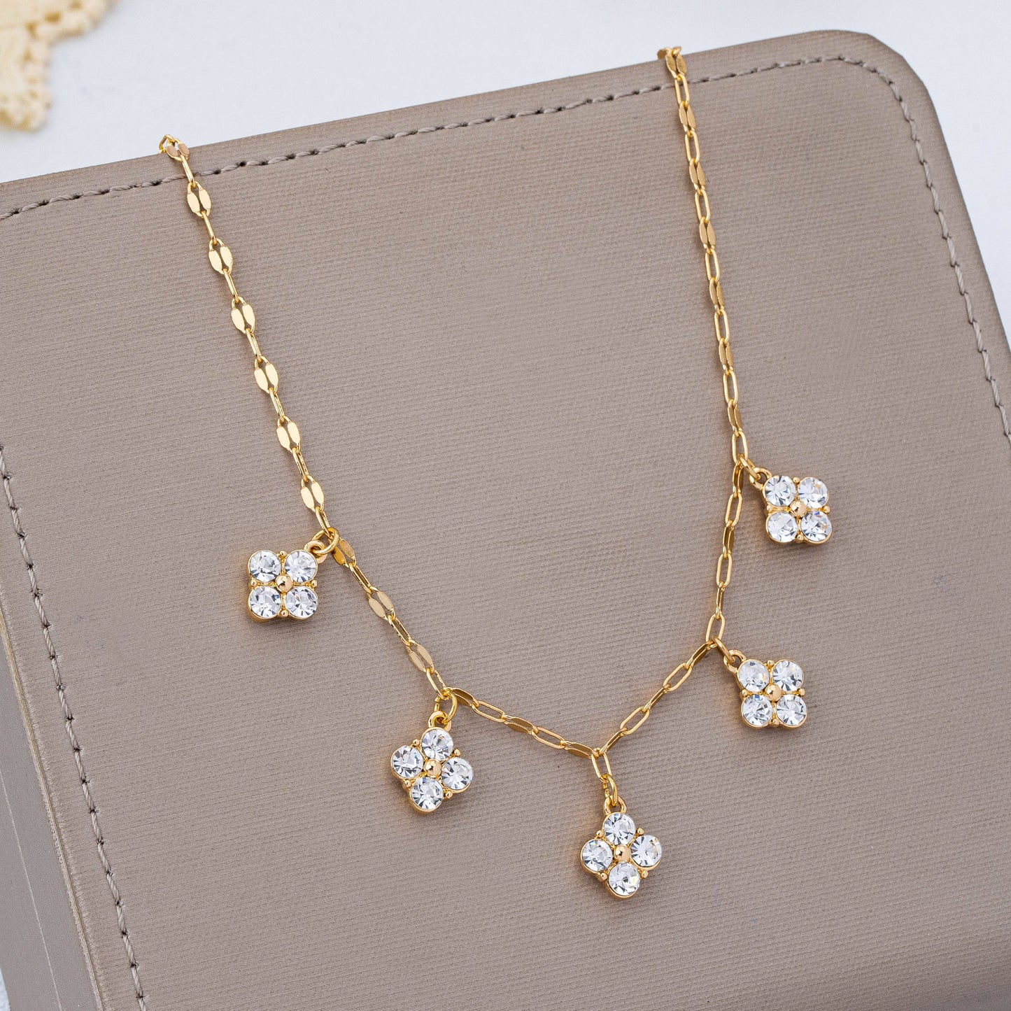 Crystal Quatrefoil Clover Necklace
