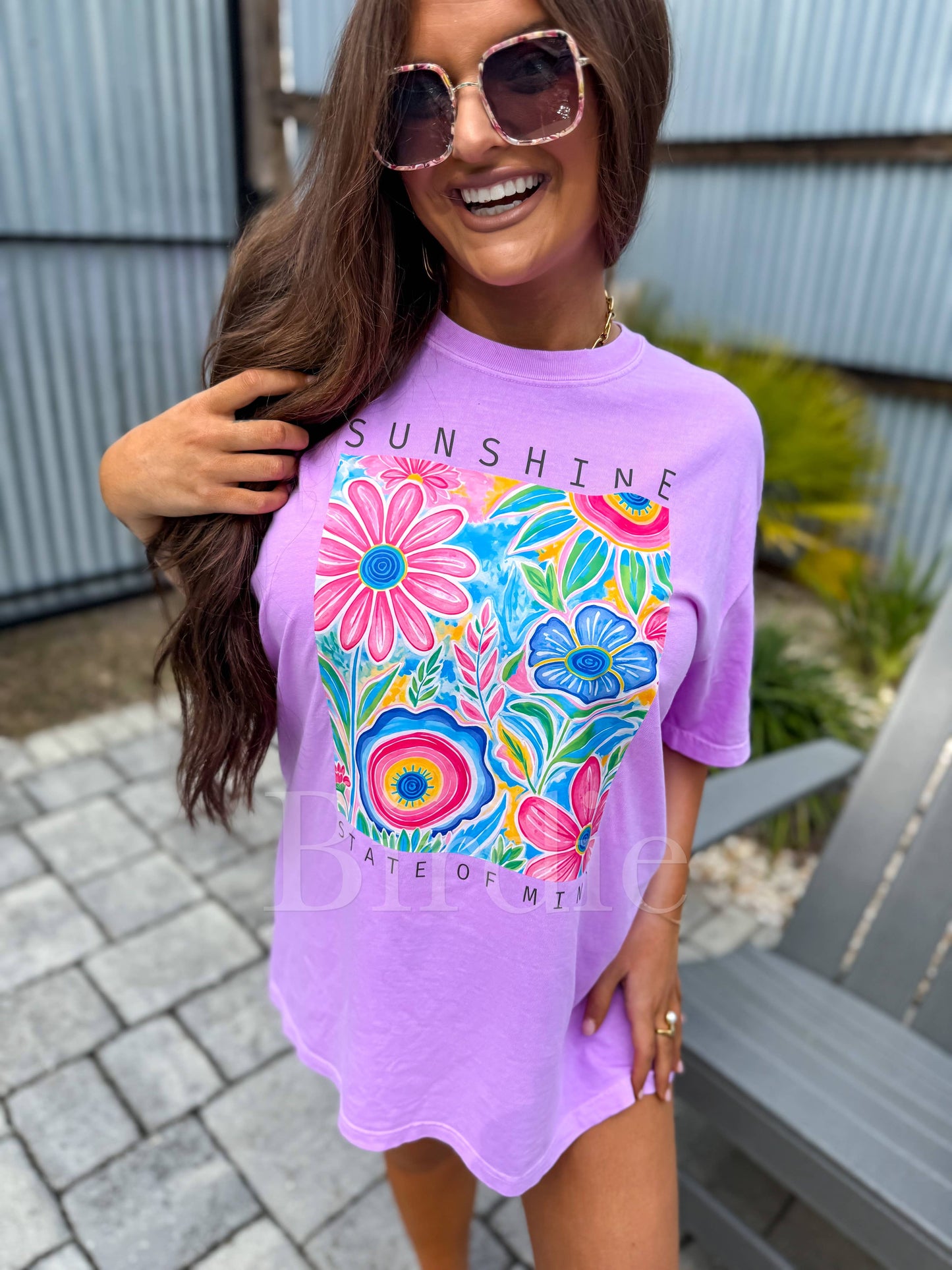 Sunshine State of Mind Graphic Tee on Neon Violet