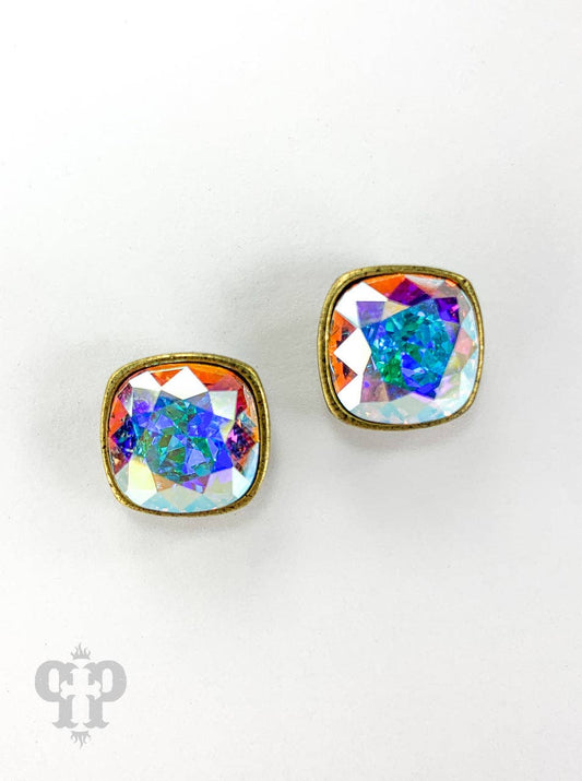 12mm Austrian square crystal post earring