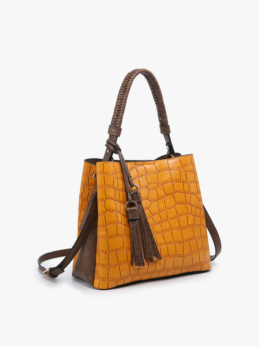 Crocodile Contrast Hobo Bag - 3 Color Options