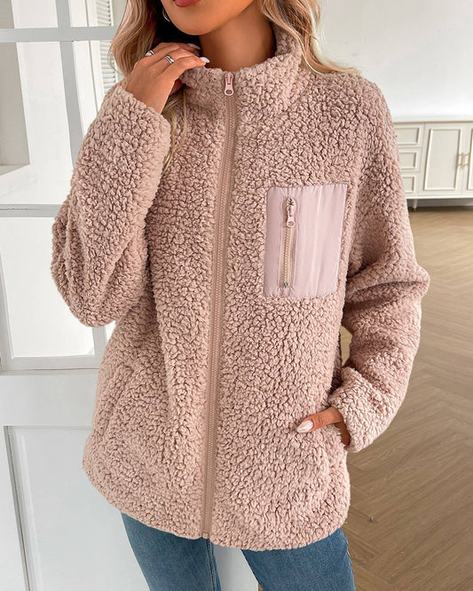 Fluffy Full Zip Sherpa Fleece Jacket