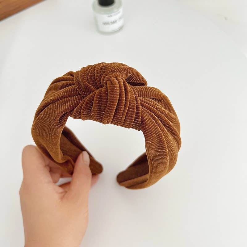 Corduroy Metallic Detail Wide Knot Headband