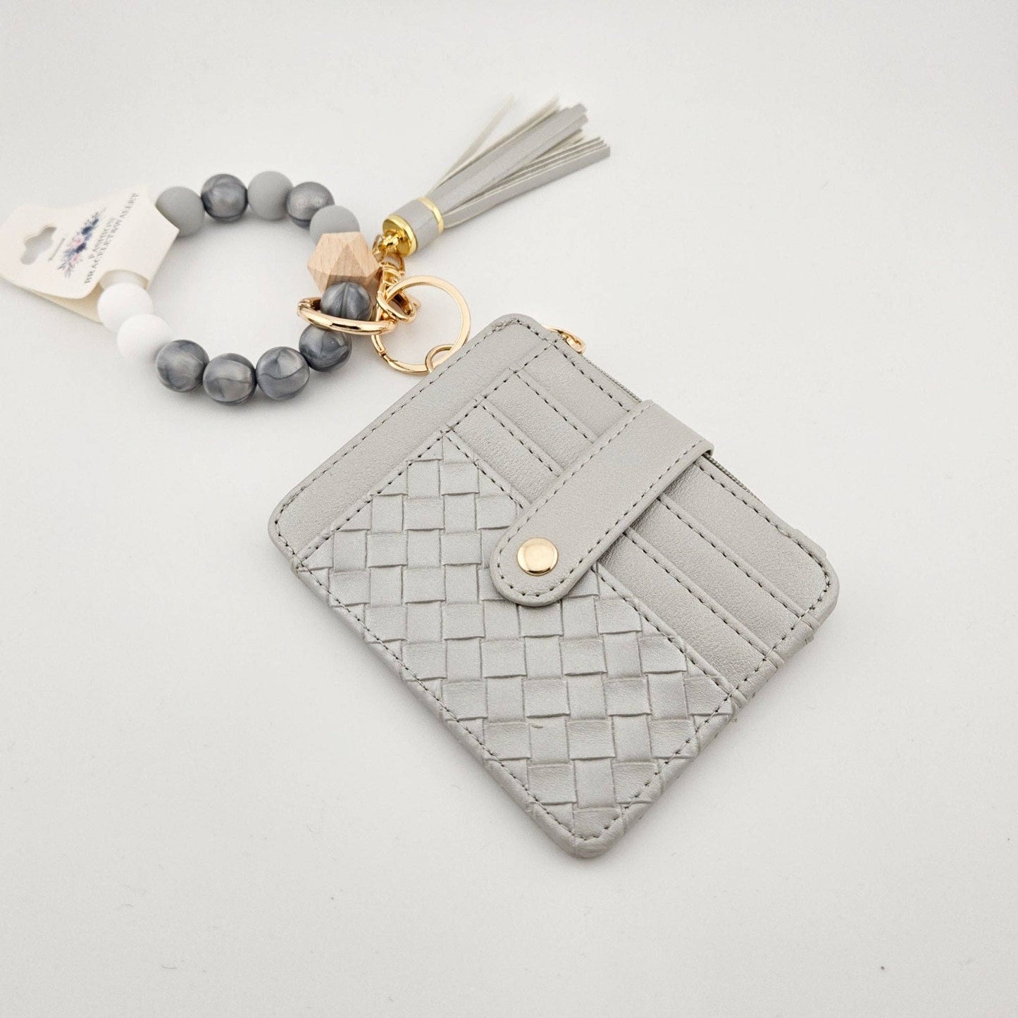 Quilted Beaded Keychain Bracelet Wallet