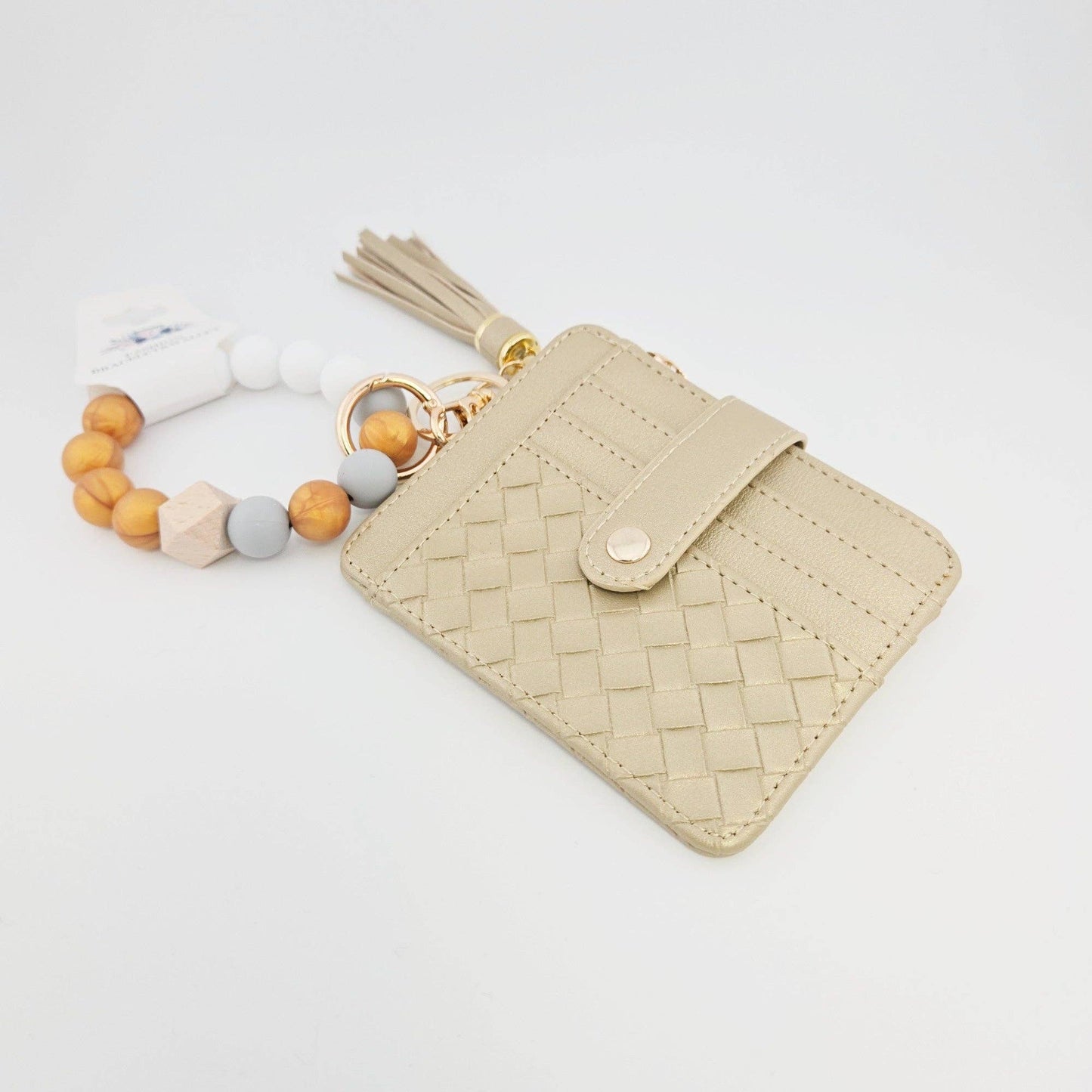Quilted Beaded Keychain Bracelet Wallet