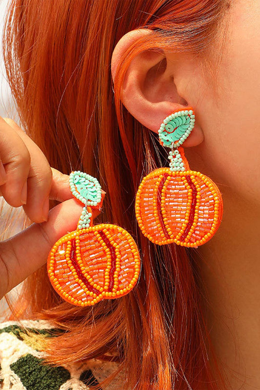Pumpkin Rice Beaded Drop Earrings