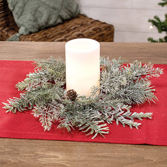 Silver Hemlock Candle Ring - 4.5"