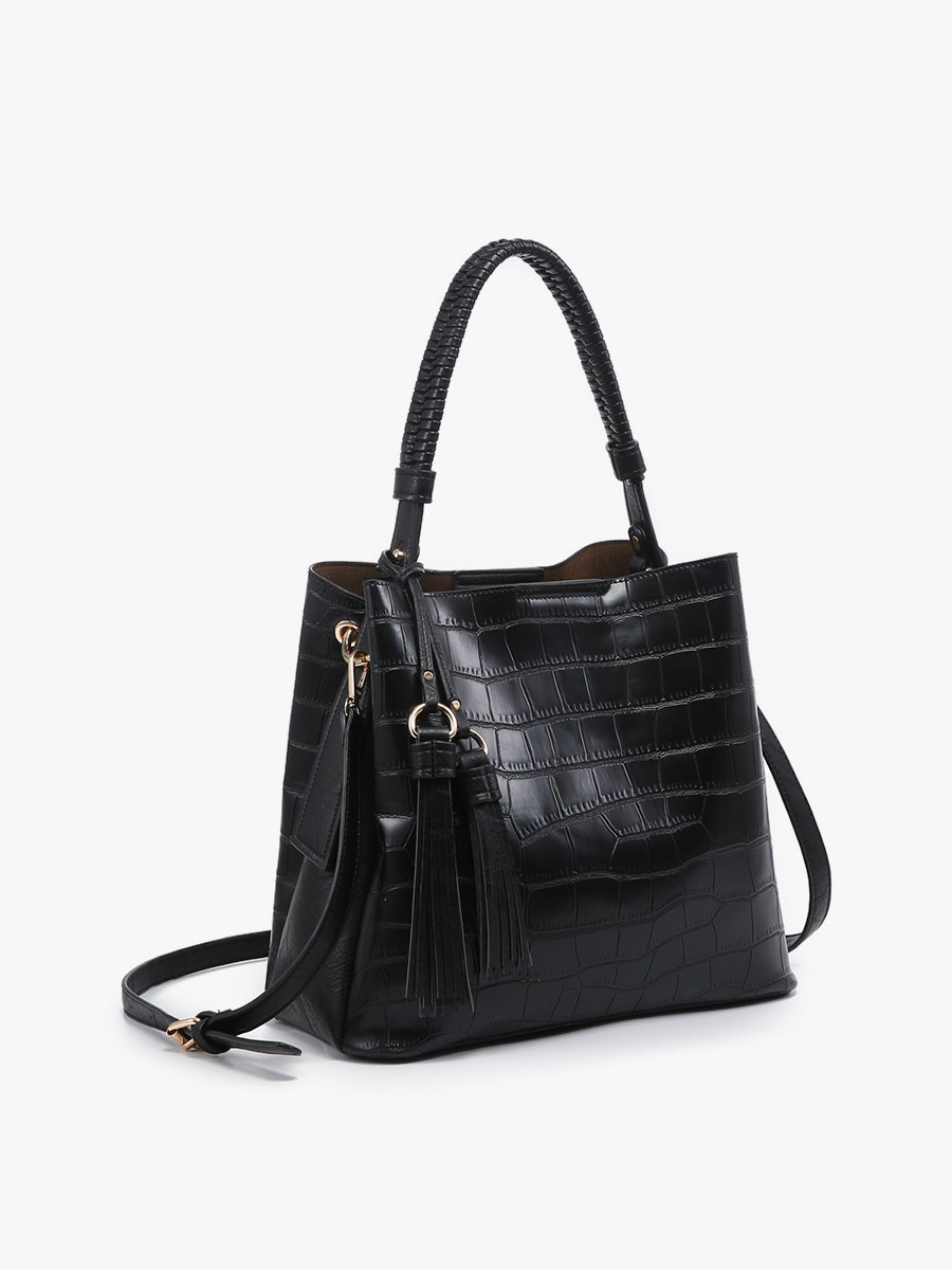 Crocodile Contrast Hobo Bag - 3 Color Options