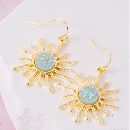 Glitter Resin Sun Dangle Earrings