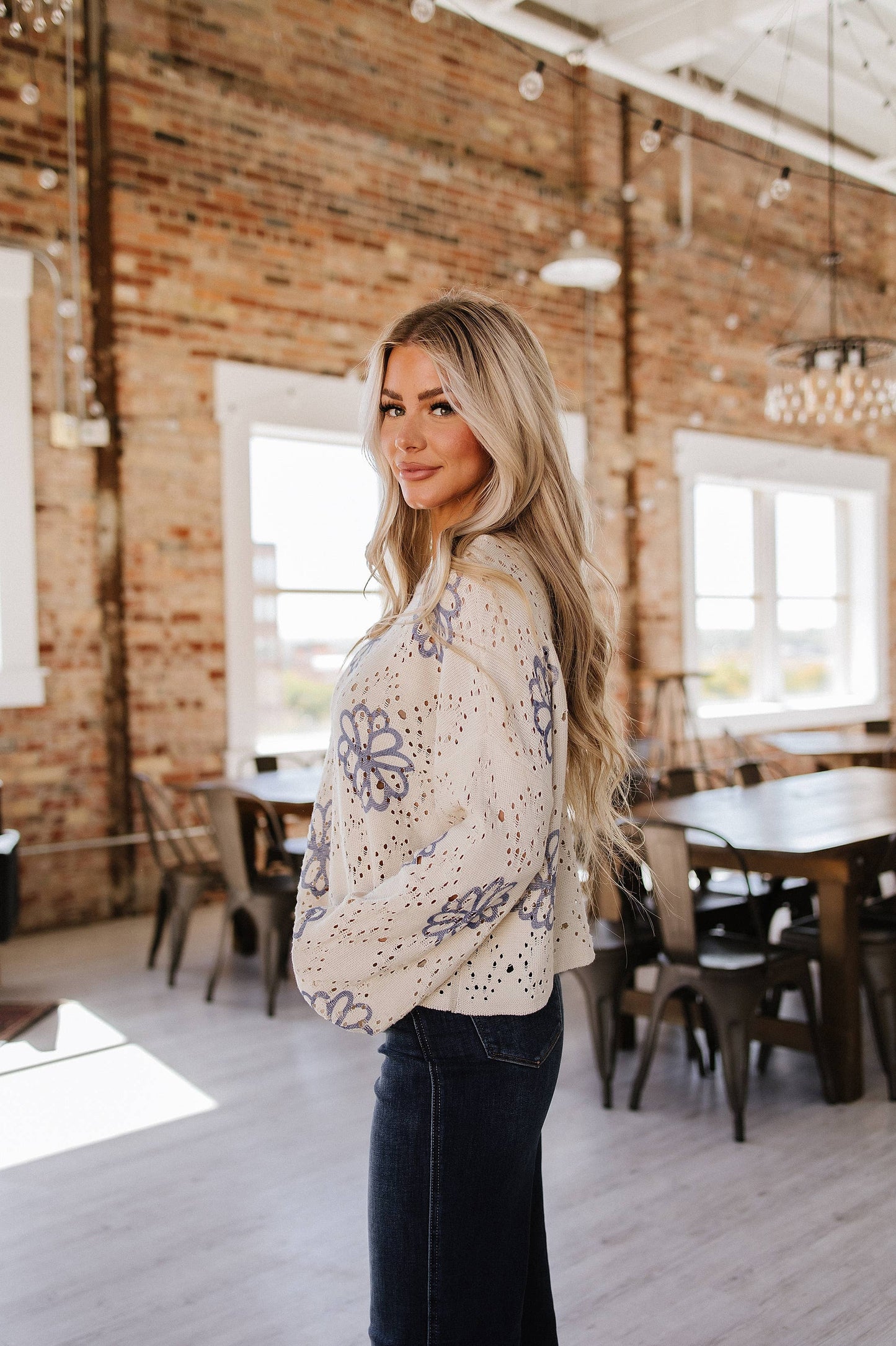 Cropped Hollow Knit Sweater
