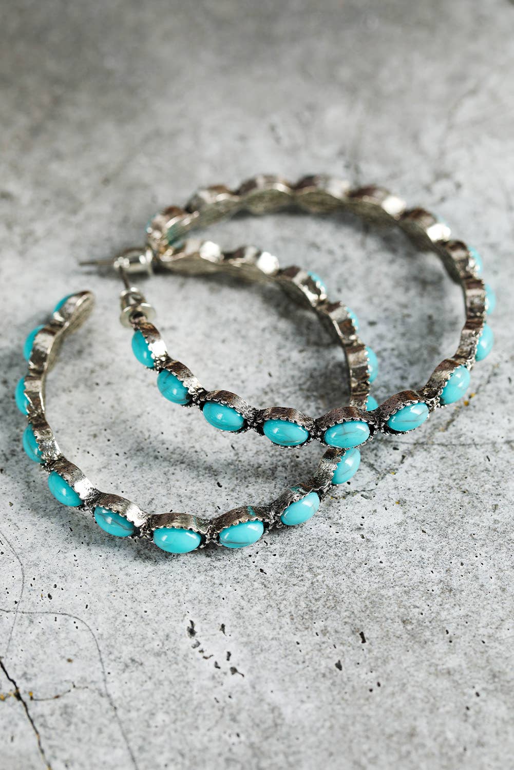 Retro C-shape Turquoise Earrings