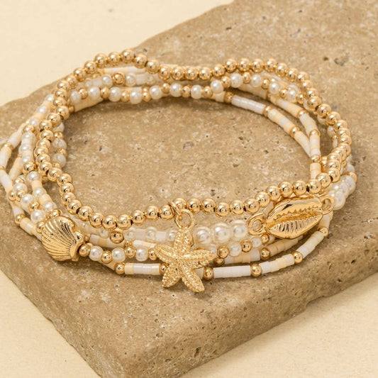 Sea Life Charms Mixed Mini Beaded Bracelet Set