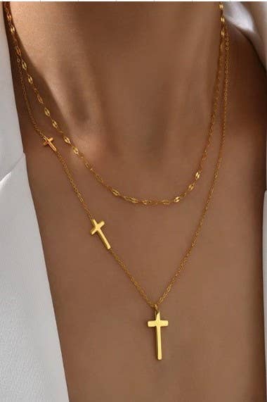 18K STAINLESS STEEL TARNISH FREE CROSS NECKLACE |