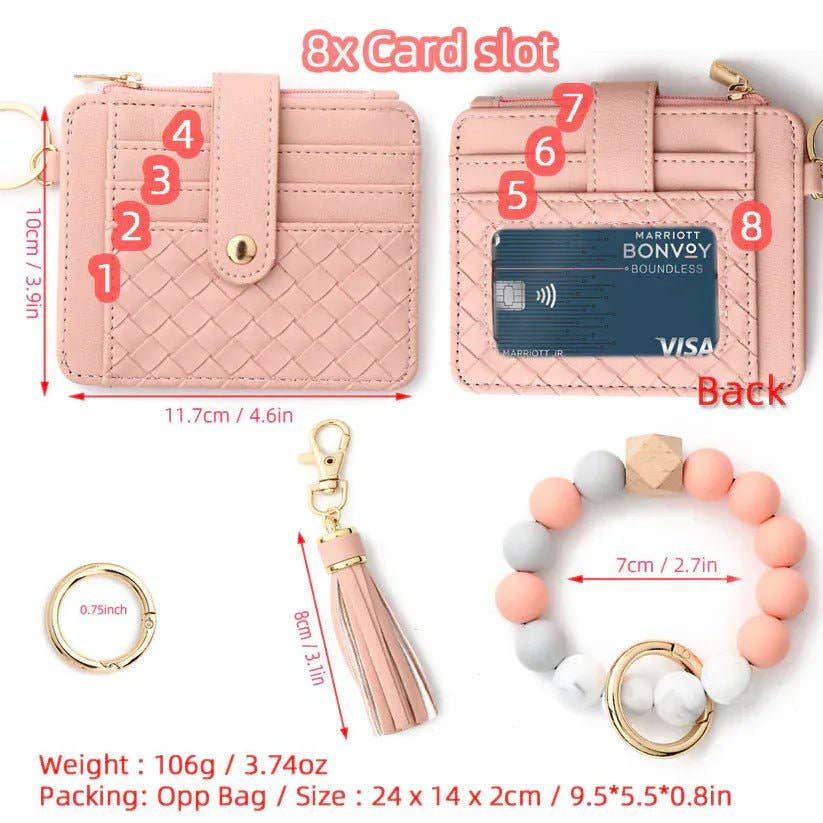 Quilted Beaded Keychain Bracelet Wallet
