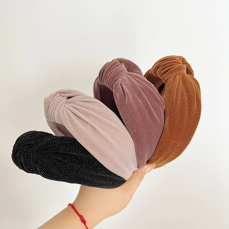 Corduroy Metallic Detail Wide Knot Headband