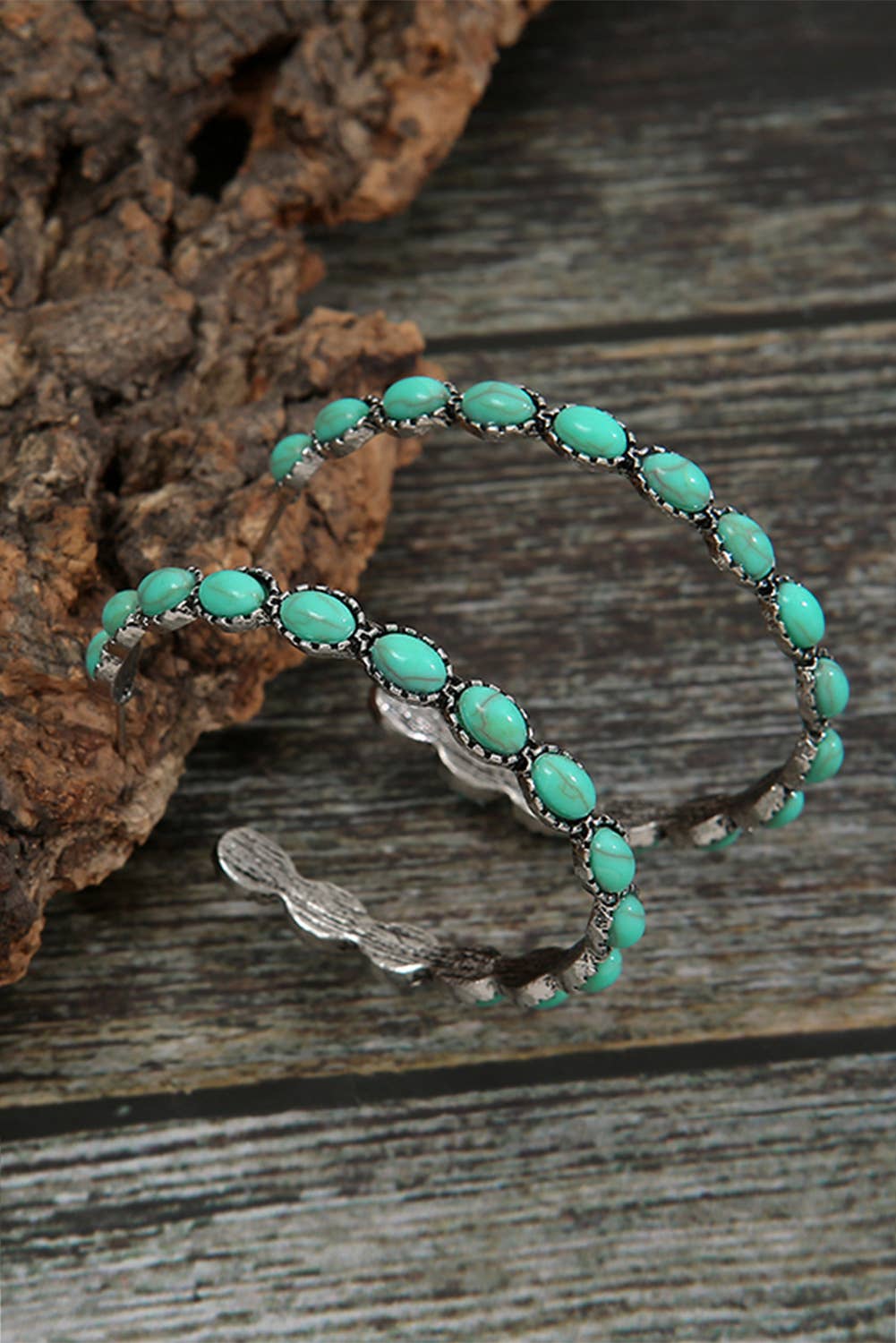 Retro C-shape Turquoise Earrings
