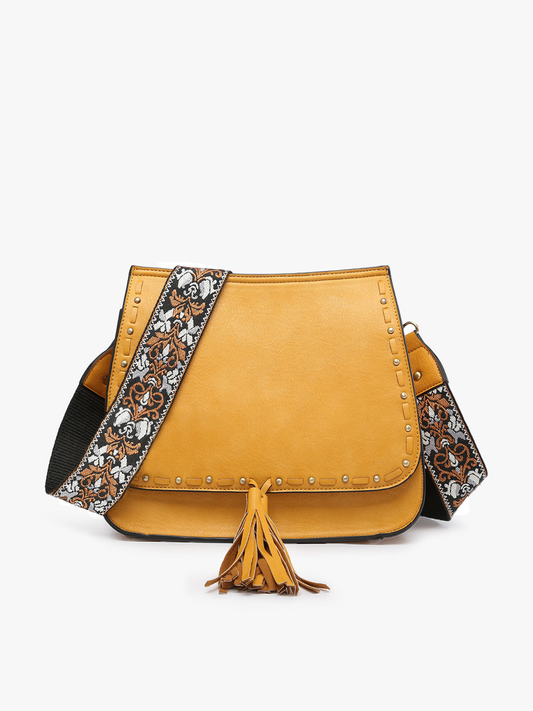 Bailey Crossbody with Print Strap- 4 Color Options