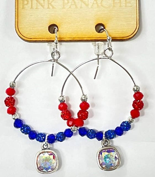 Multi-color rhinestone earring