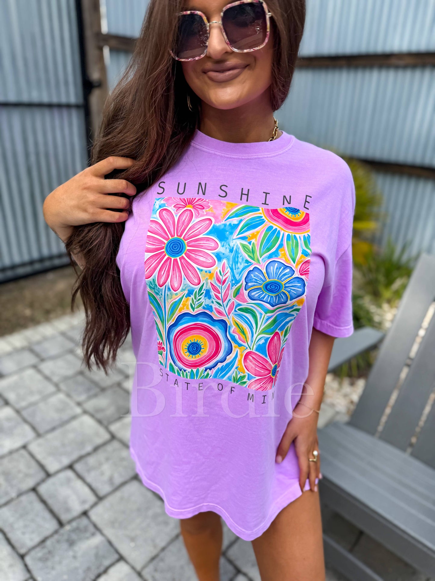 Sunshine State of Mind Graphic Tee on Neon Violet