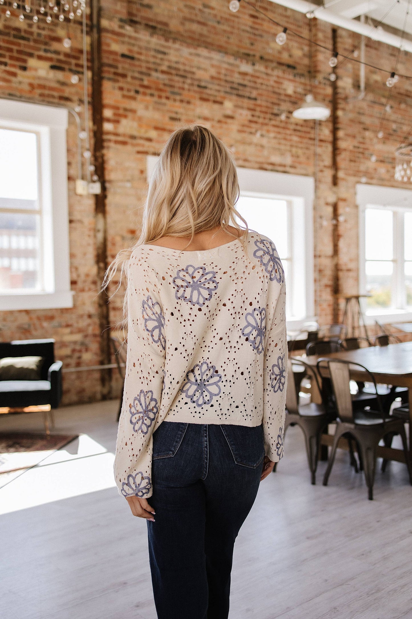 Cropped Hollow Knit Sweater