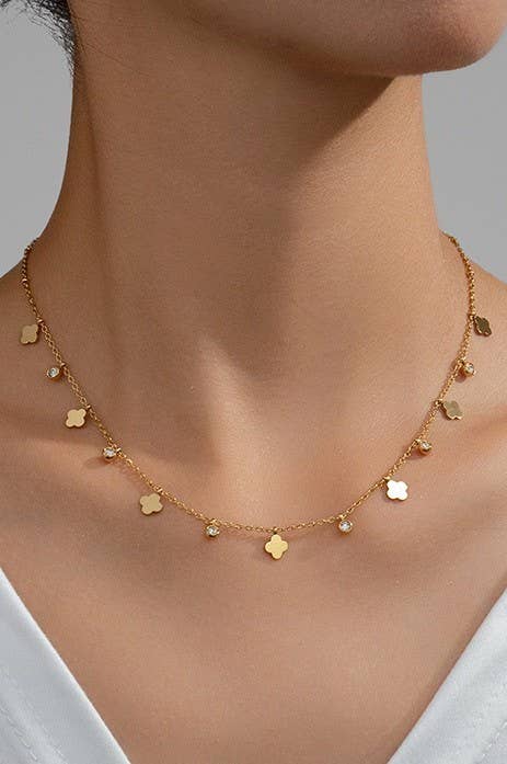 TITANIUM  STEEL NON-TARNISH MINI CLOVER NECKLACE
