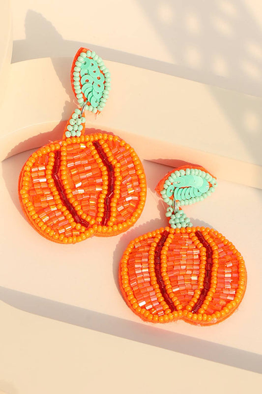 Pumpkin Rice Beaded Drop Earrings