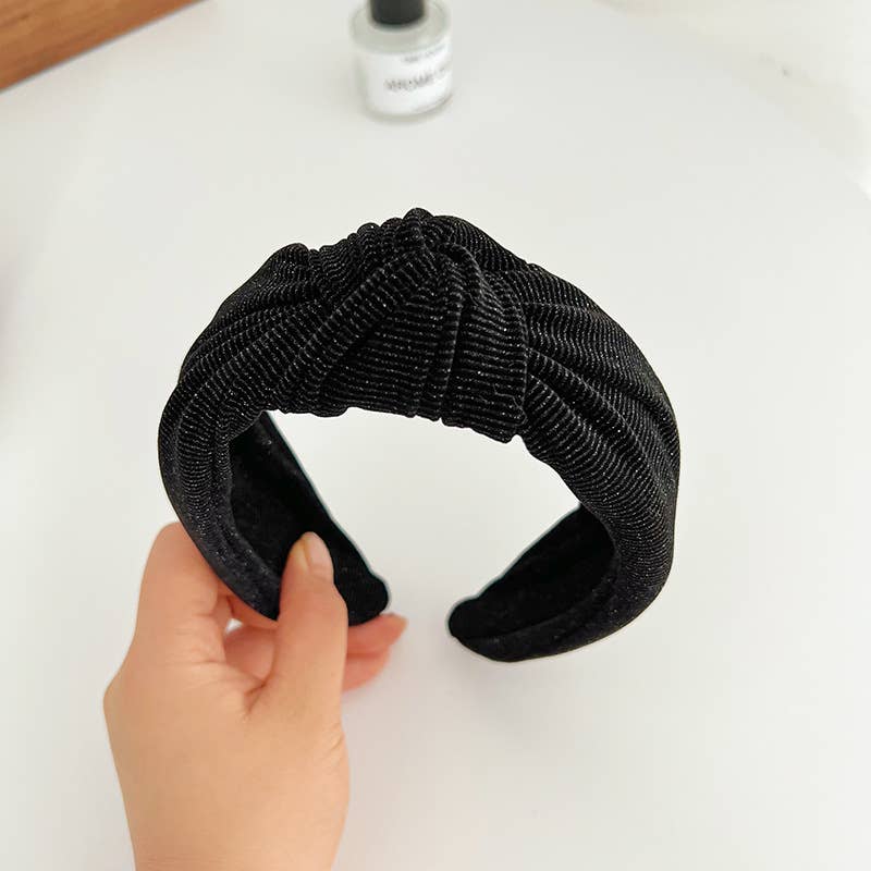 Corduroy Metallic Detail Wide Knot Headband