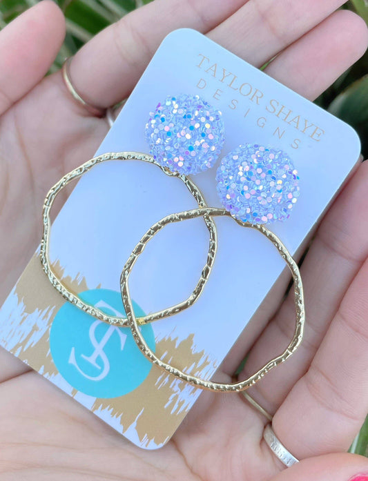 Glitter Top Hoops