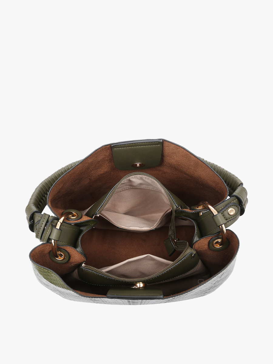 Crocodile Contrast Hobo Bag - 3 Color Options