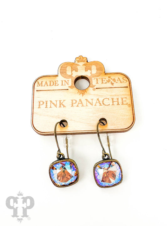 12mm Austrian square crystal hook earring