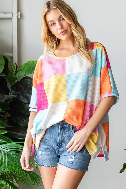 COLORFUL CHECKERED OVERSIZED TOP