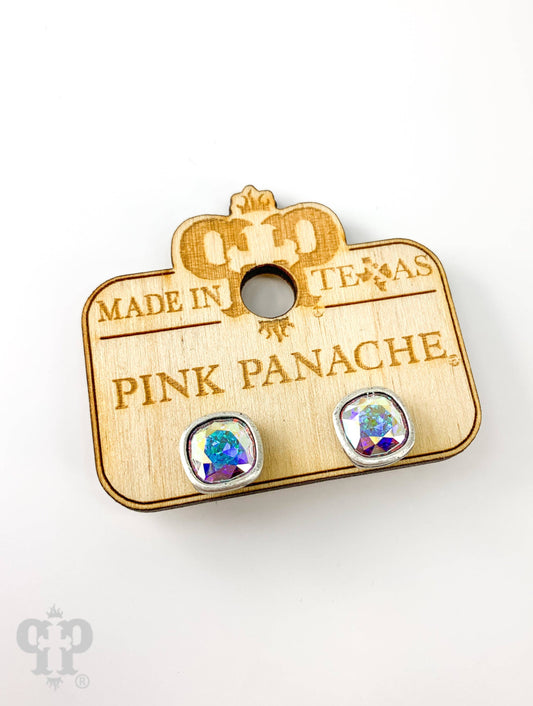 Square Austrian crystal post earring, 8mm