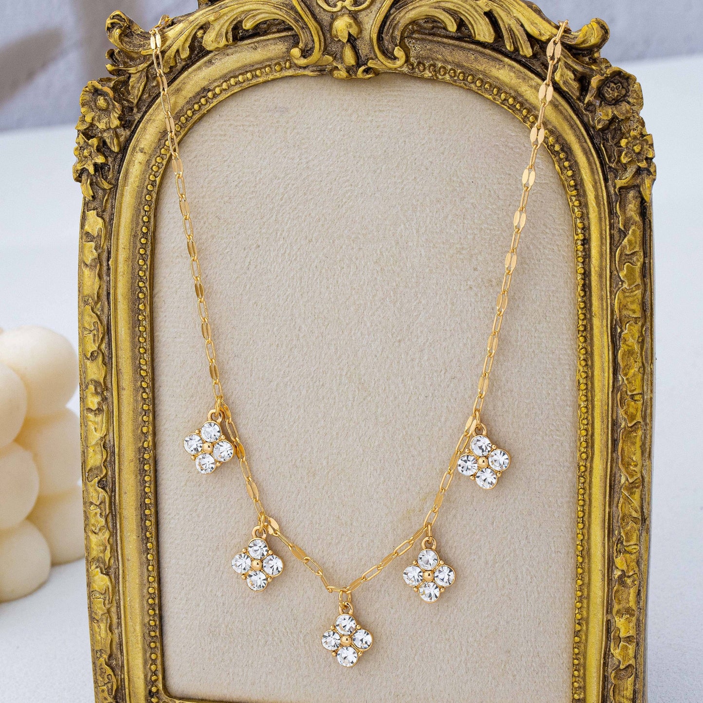Crystal Quatrefoil Clover Necklace